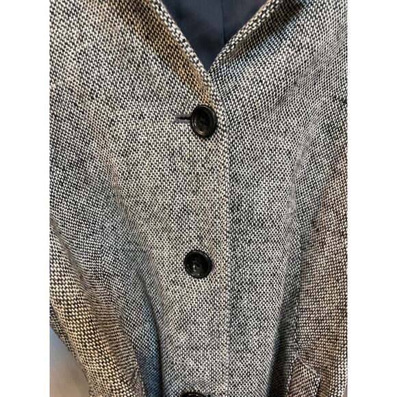 Vtg GAP 3/4 Wide Sleeve Belted Herringbone Cropped Peacoat, M - Picture 3 of 8